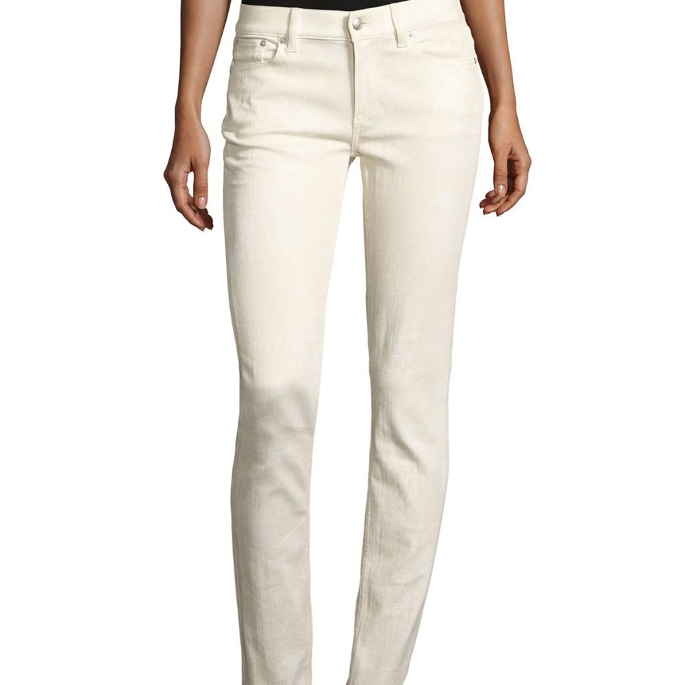 RALPH LAUREN COLLECTION 105 WASHED CIGARETTE JEANS MID RISE STRETCH WHITE sz 27